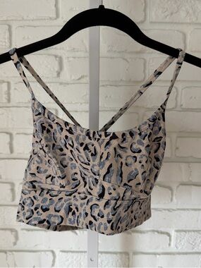 Varley Leopard Print Strappy Sports Bra Small Criss Cross Back